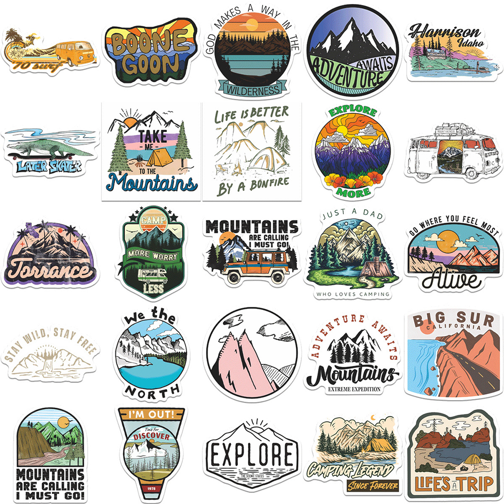 Outdoor Adventure Toys - 10/30/50/100pcs Outdoor Travel Adventure Camping Stickers