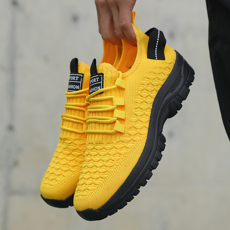 Outdoor Adventure For Adults - Men's Bright Yellow Outdoor Sneakers Breathable