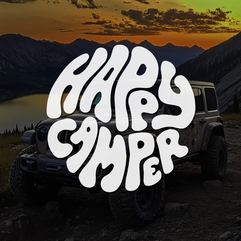 Happy Camper Boho Vinyl Sticke - đánh giá và giá Outdoor Adventure Rv