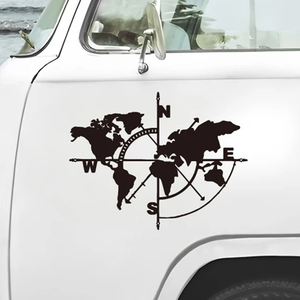 Compass World Map Vinyl Decal, - đánh giá và giá Outdoor Adventure Rv